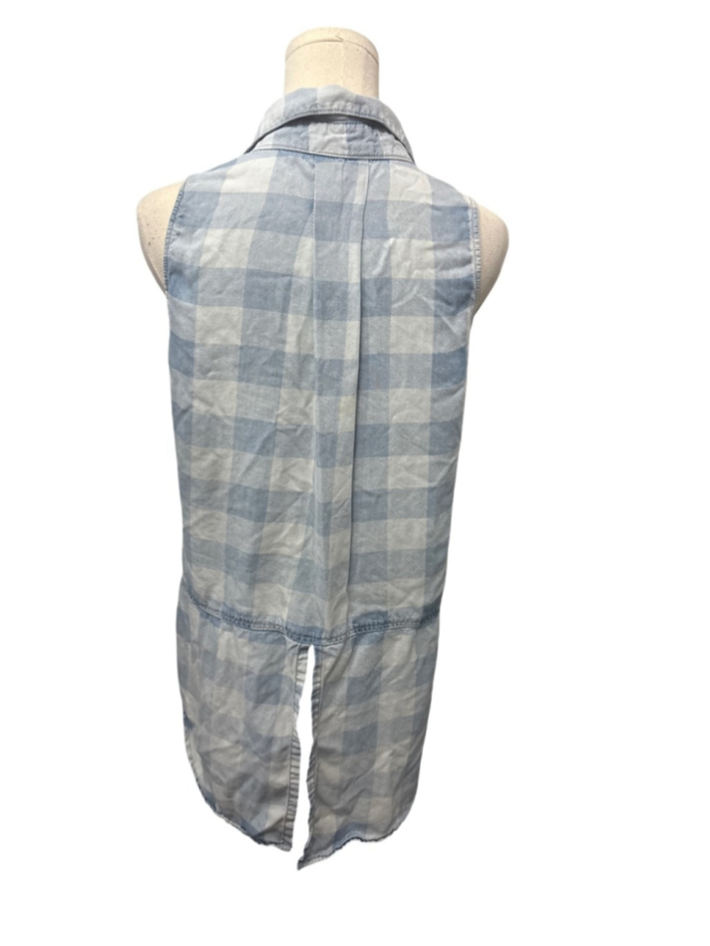 Tencel Light Blue Buffalo Check Tunic Shirt - size M